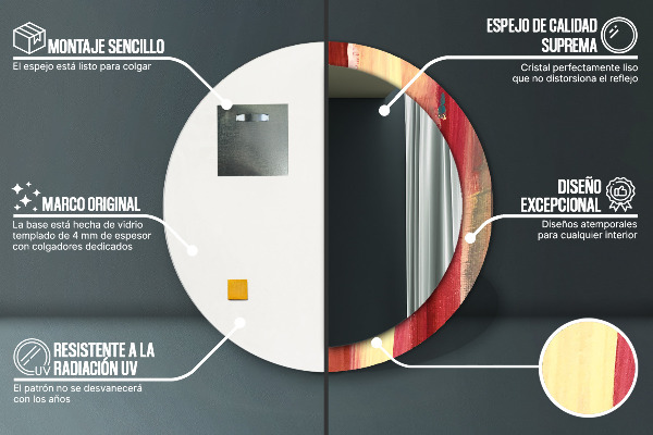 Oglinda rotunda rama cu imprimeu Imagine abstractă