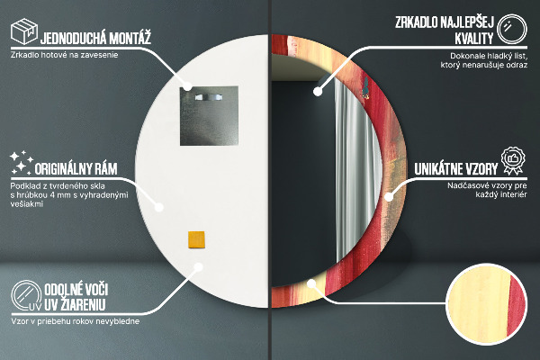 Oglinda rotunda rama cu imprimeu Imagine abstractă