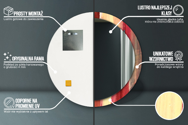 Oglinda rotunda rama cu imprimeu Imagine abstractă