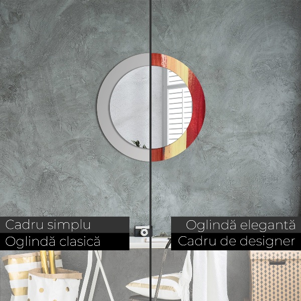 Oglinda rotunda rama cu imprimeu Imagine abstractă
