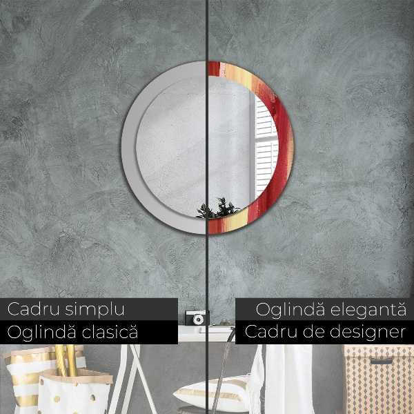 Oglinda rotunda rama cu imprimeu Imagine abstractă