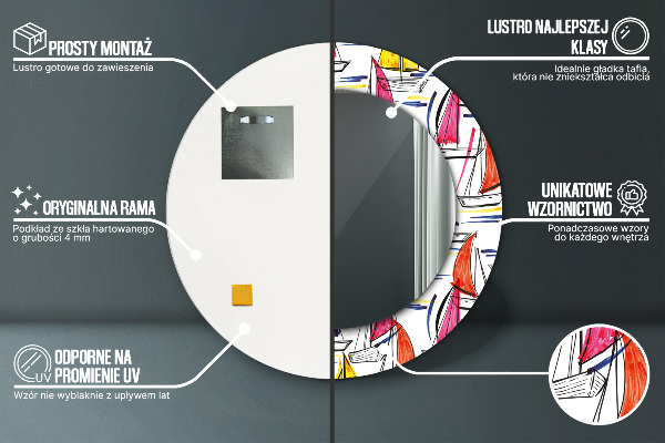 Oglinda cu decor rotunda Barca pe lac