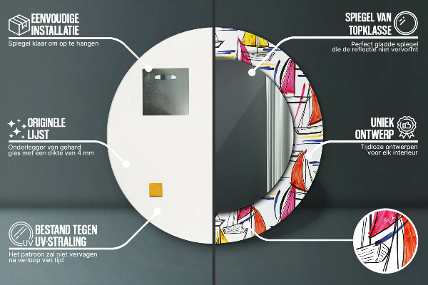 Oglinda cu decor rotunda Barca pe lac