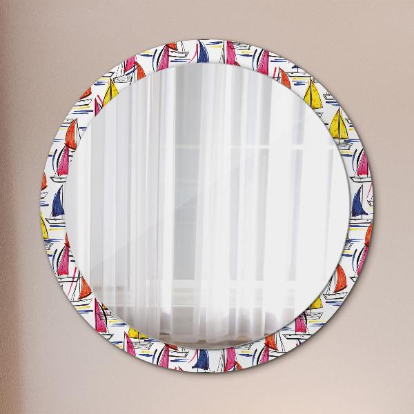 Oglinda cu decor rotunda Barca pe lac