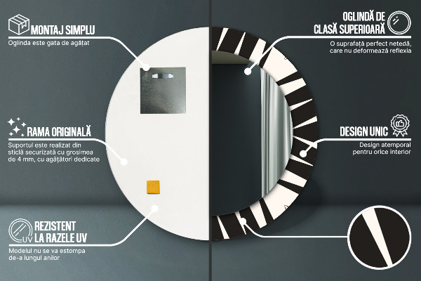 Oglinda cu decor rotunda Geometrie de abstractizare