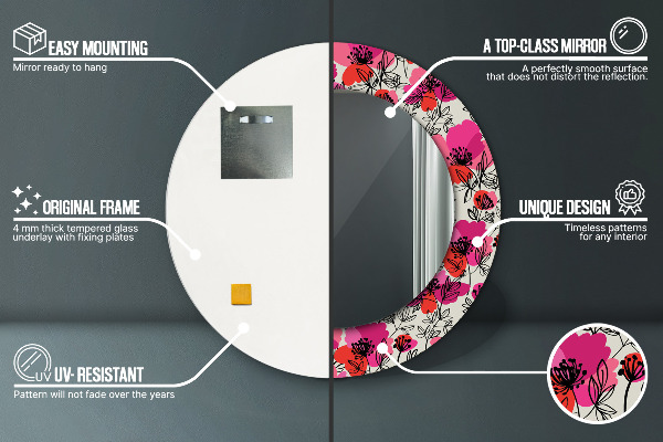 Decoratiuni perete cu oglinda Maci roz