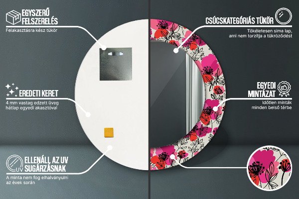 Decoratiuni perete cu oglinda Maci roz