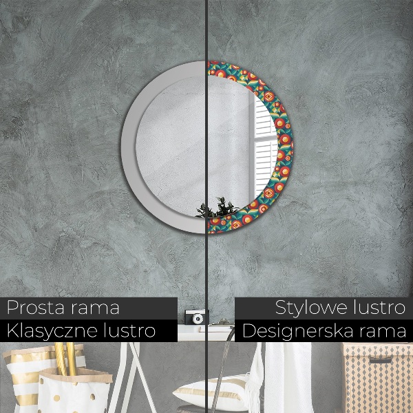 Oglinda rotunda imprimata Fructe și frunze geometrice