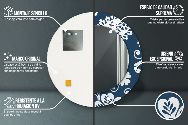 Oglinda cu decor rotunda Compoziția paisley