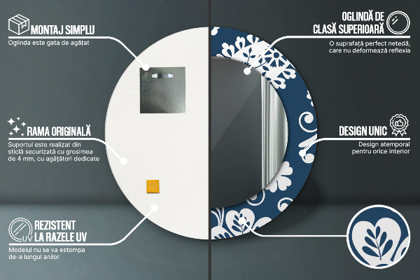 Oglinda cu decor rotunda Compoziția paisley