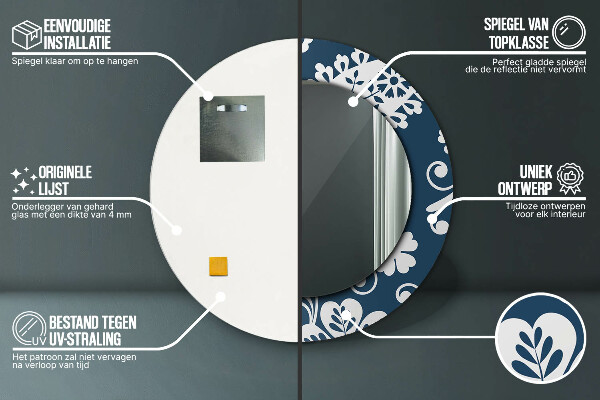 Oglinda cu decor rotunda Compoziția paisley