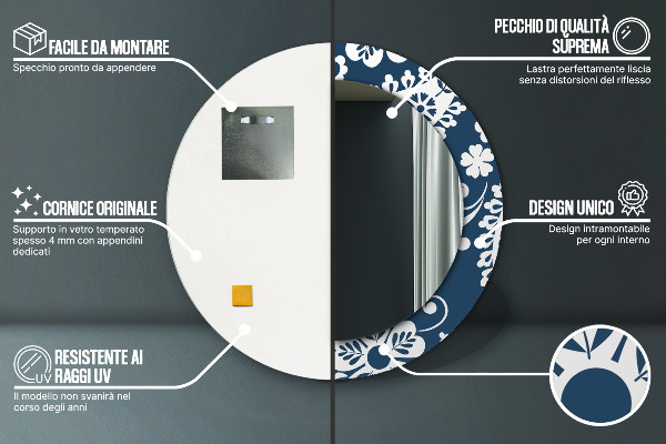 Oglinda cu decor rotunda Compoziția paisley