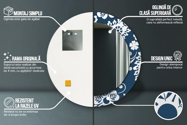 Oglinda cu decor rotunda Compoziția paisley