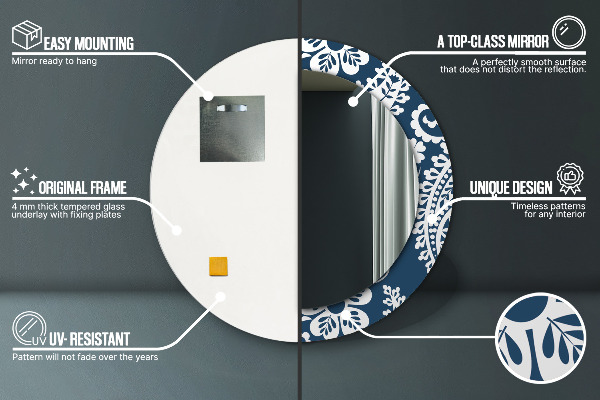 Oglinda cu decor rotunda Compoziția paisley