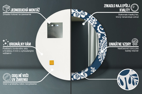 Oglinda cu decor rotunda Compoziția paisley