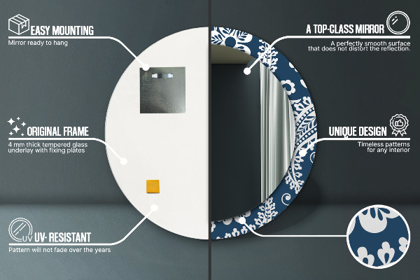 Oglinda cu decor rotunda Compoziția paisley