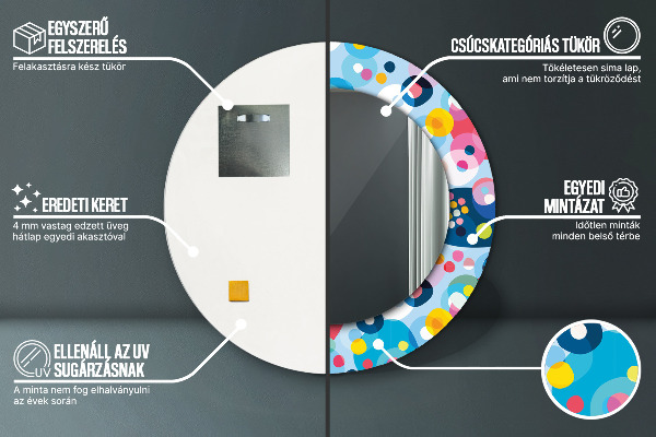 Oglinda rotunda rama cu imprimeu Spini colorați