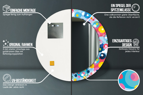 Oglinda rotunda rama cu imprimeu Spini colorați