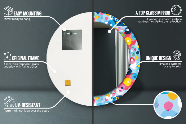 Oglinda rotunda rama cu imprimeu Spini colorați