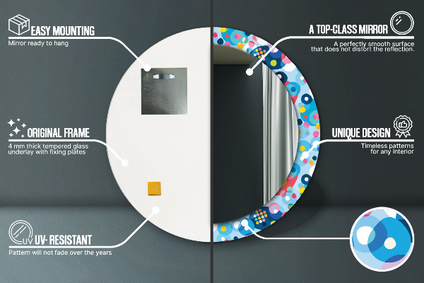 Oglinda rotunda rama cu imprimeu Spini colorați