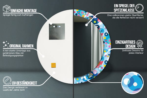 Oglinda rotunda rama cu imprimeu Spini colorați