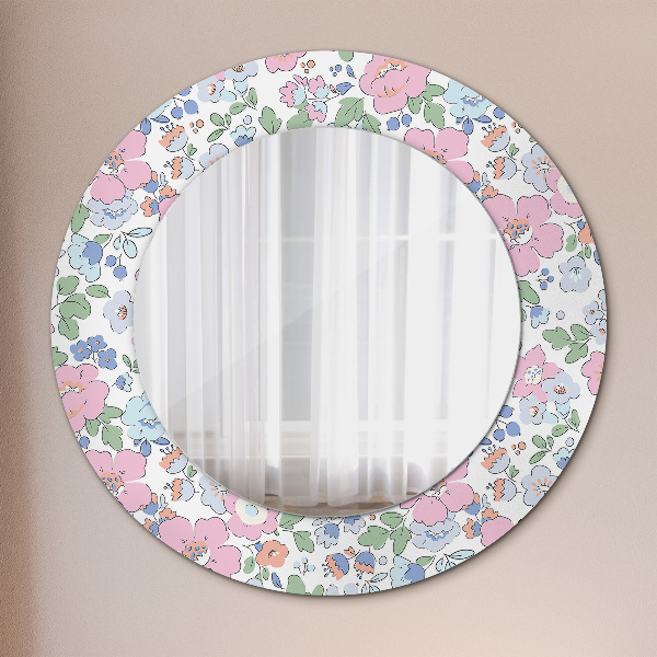Oglinda rotunda rama cu imprimeu Flori delicate