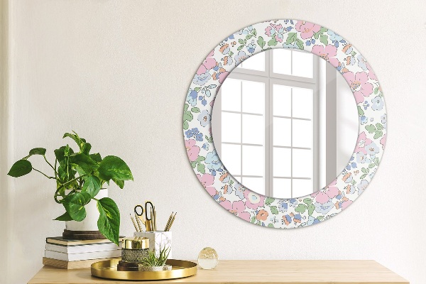 Oglinda rotunda rama cu imprimeu Flori delicate