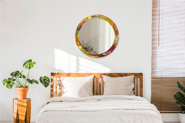 Oglinda rotunda imprimata Fereastră colorată cu vitralii