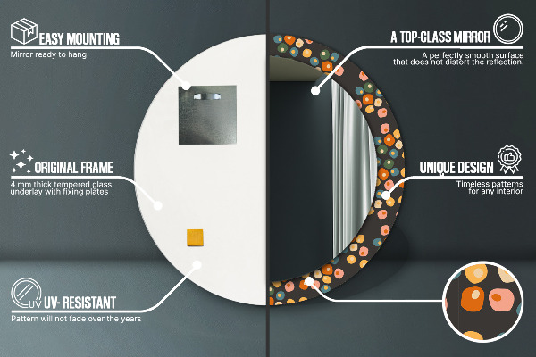 Oglinda cu decor rotunda Puncte de flori