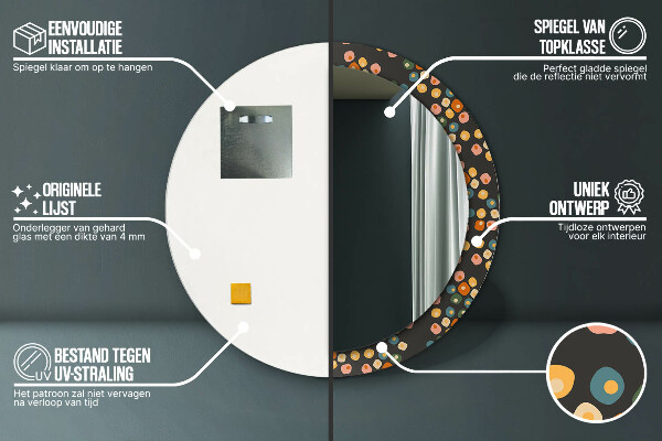 Oglinda cu decor rotunda Puncte de flori