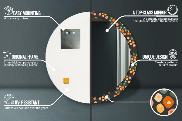 Oglinda cu decor rotunda Puncte de flori