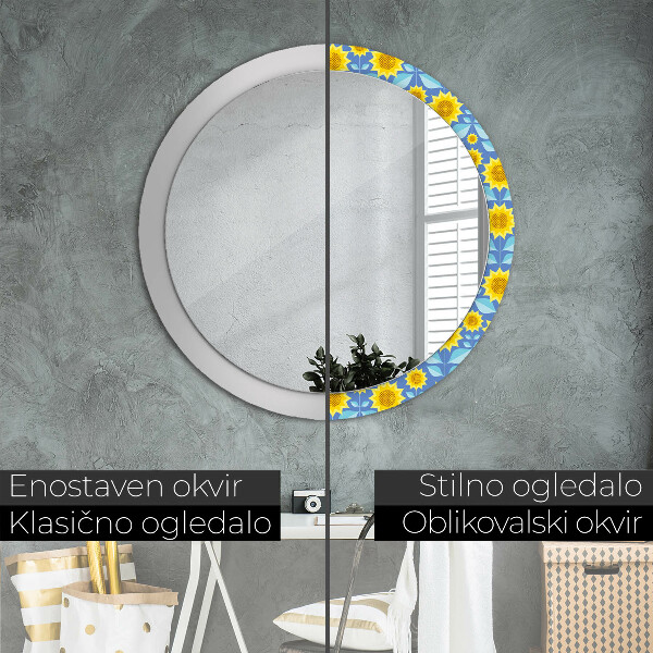 Oglinda cu decor rotunda Floarea-soarelui geometrică