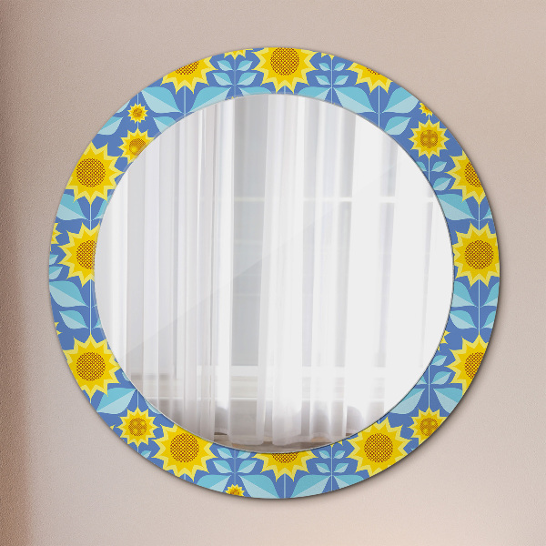 Oglinda cu decor rotunda Floarea-soarelui geometrică