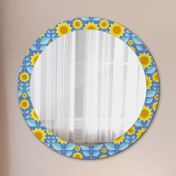 Oglinda cu decor rotunda Floarea-soarelui geometrică