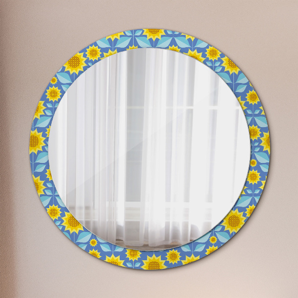 Oglinda cu decor rotunda Floarea-soarelui geometrică