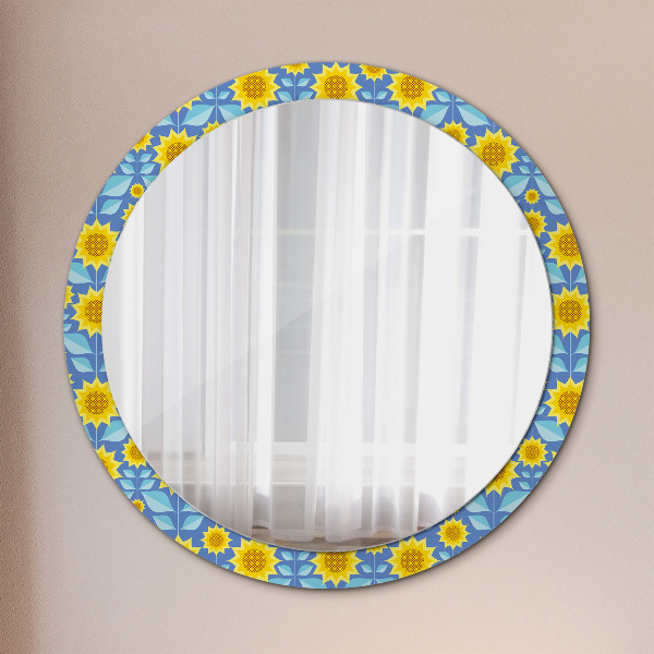 Oglinda cu decor rotunda Floarea-soarelui geometrică