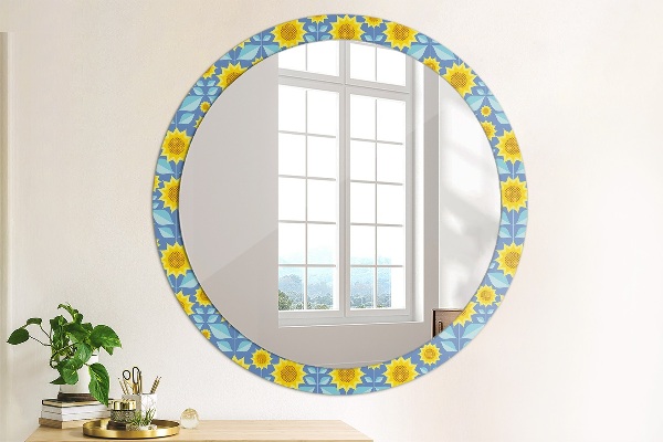 Oglinda cu decor rotunda Floarea-soarelui geometrică