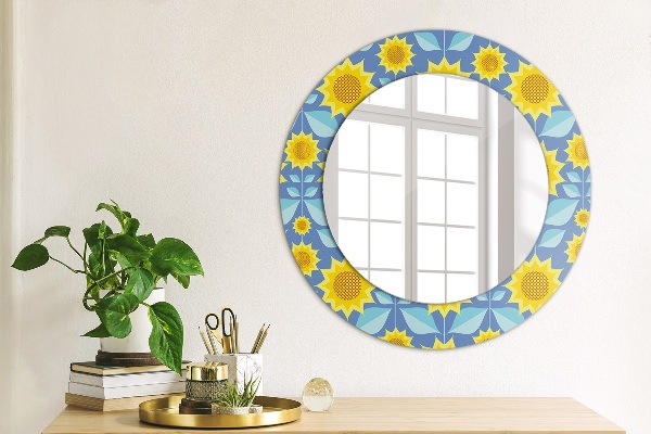 Oglinda cu decor rotunda Floarea-soarelui geometrică