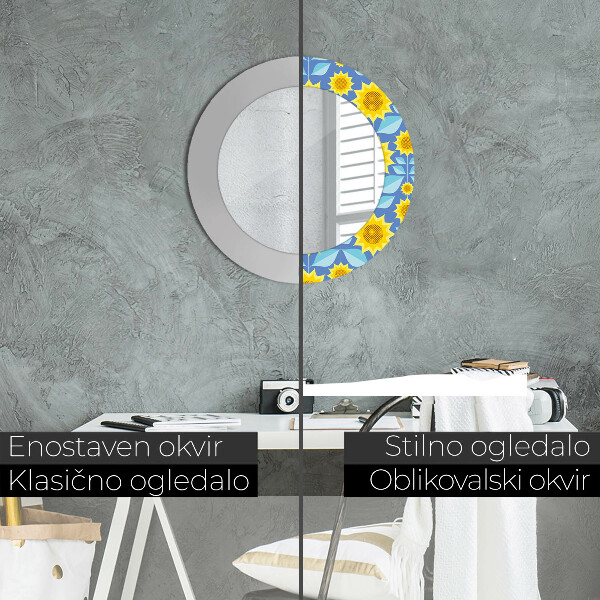 Oglinda cu decor rotunda Floarea-soarelui geometrică
