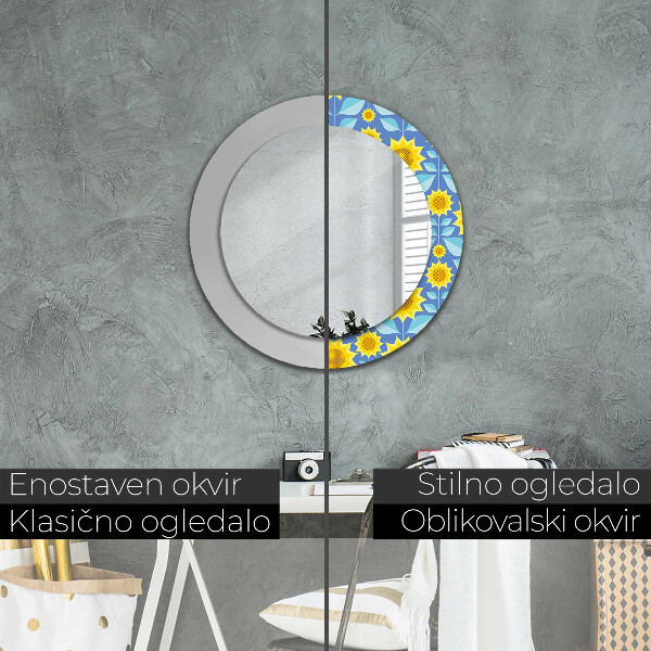 Oglinda cu decor rotunda Floarea-soarelui geometrică