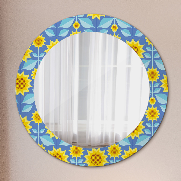 Oglinda cu decor rotunda Floarea-soarelui geometrică