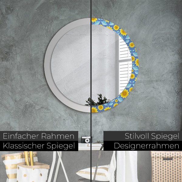 Oglinda cu decor rotunda Floarea-soarelui geometrică