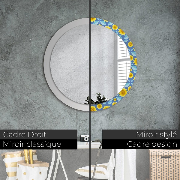 Oglinda cu decor rotunda Floarea-soarelui geometrică