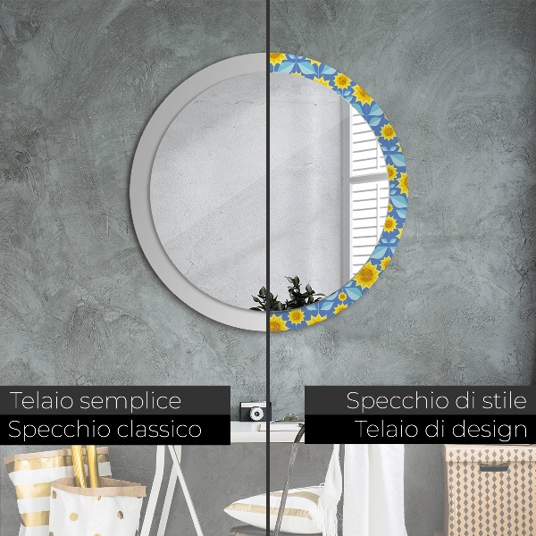 Oglinda cu decor rotunda Floarea-soarelui geometrică