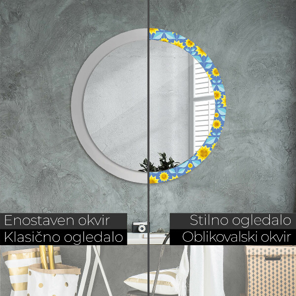 Oglinda cu decor rotunda Floarea-soarelui geometrică