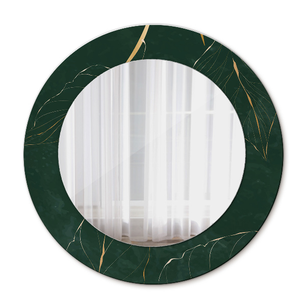 Oglinda cu decor rotunda Frunze de aur delicate