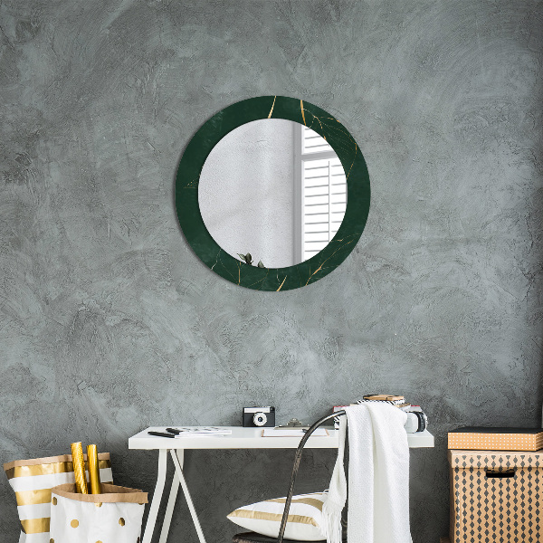 Oglinda cu decor rotunda Frunze de aur delicate