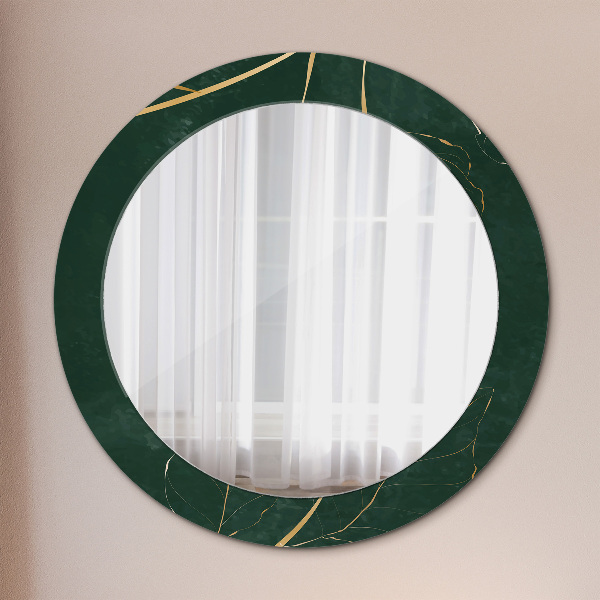 Oglinda cu decor rotunda Frunze de aur delicate