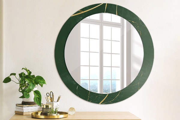 Oglinda cu decor rotunda Frunze de aur delicate