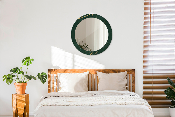 Oglinda cu decor rotunda Frunze de aur delicate